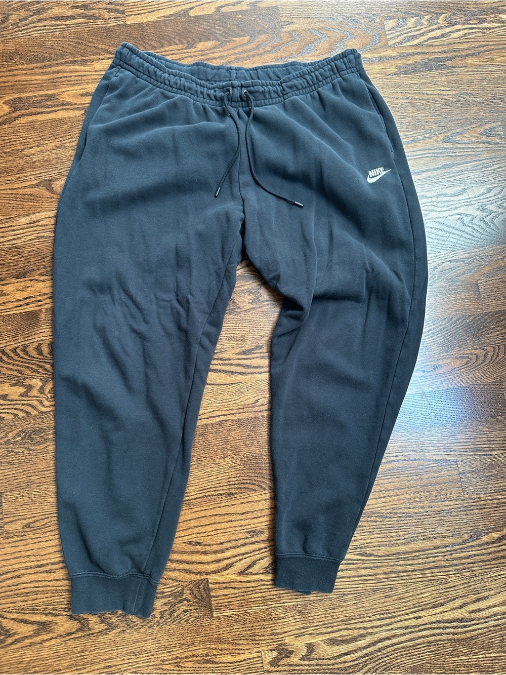Nike Men’s Black Jogger Sweatpants with White Swoosh